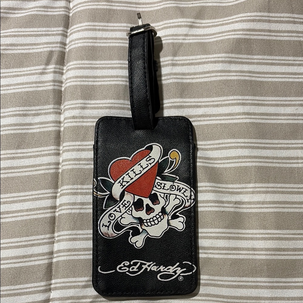Ed Hardy Black Skull Luggage Tag